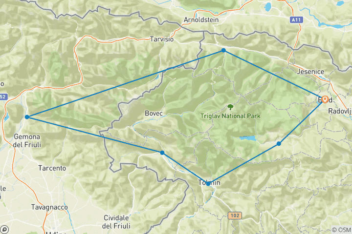 Mapa de Juliana Biking Tour | Bikepacking por los Alpes Julianos