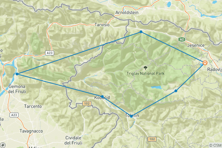 Map of Juliana Bike Tour - Bikepacking around Julian Alps