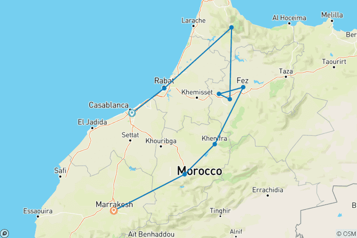 Carte du circuit Circuit Maroc - 5 jours à Chefchaouen et Fès