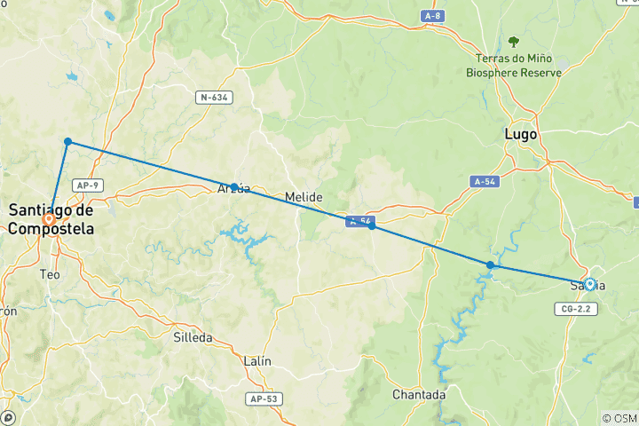 Carte du circuit Marcher sur le Camino de Santiago