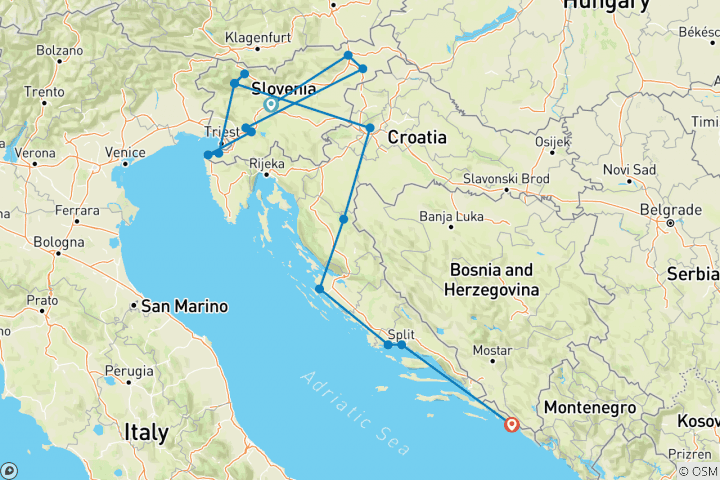 Map of The Grand Tour of Slovenia & Croatia