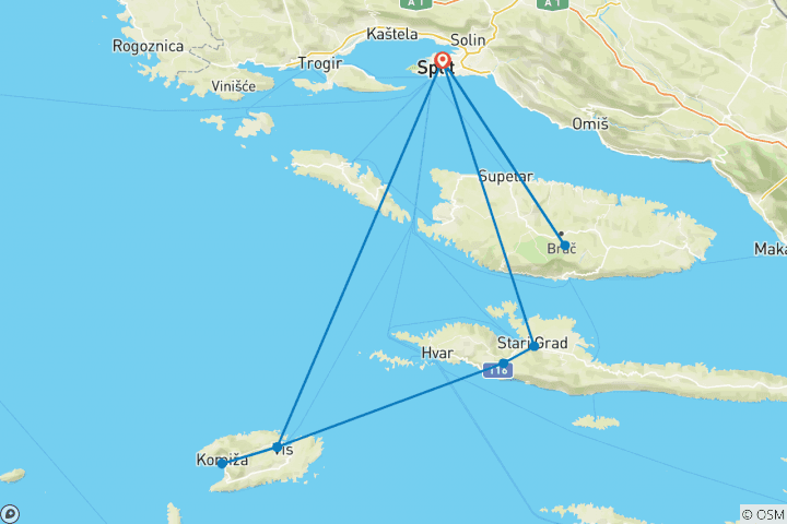 Map of E-bike tour - Dalmatian coast