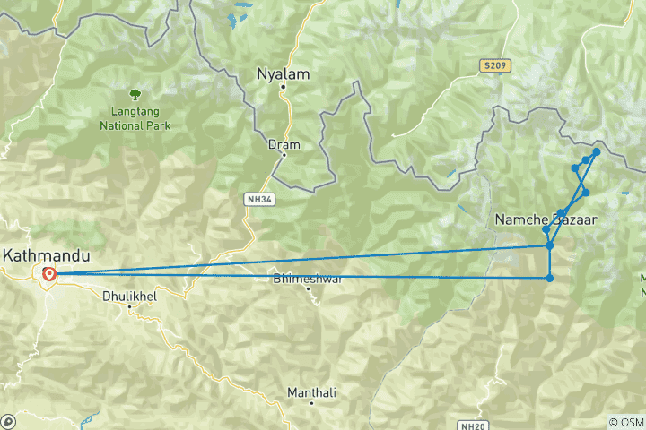 Map of Everest X-press Trek Via Lukla (2860 m)