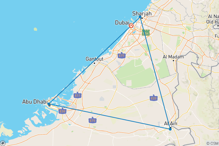 Map of The UAE Complete - Escorted Tour in 4* Hotels – Full Board Plan