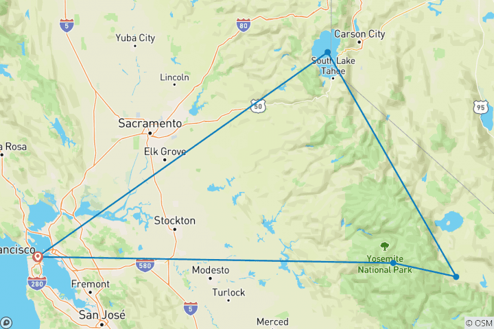 Map of Hiking in Yosemite and the Sierra Nevada