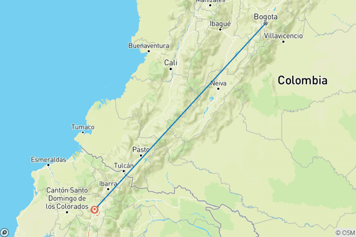 Karte von Von Bogota nach Quito - Travel Pass