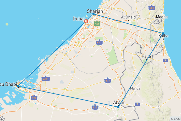 Map of Explore The UAE - Self Drive Tour