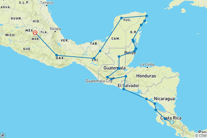 Map of San Jose to Mexico City Travel Pass