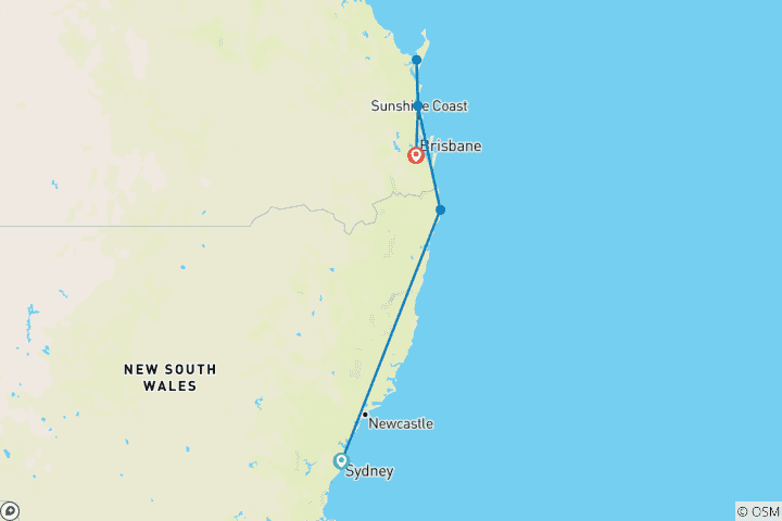 Map of Australia: City to Surf (8 Days) (6 destinations)