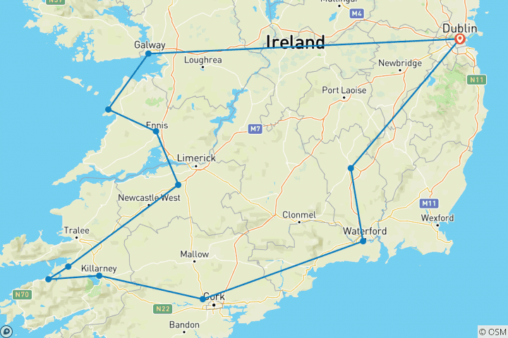 Mapa de Escapada irlandesa