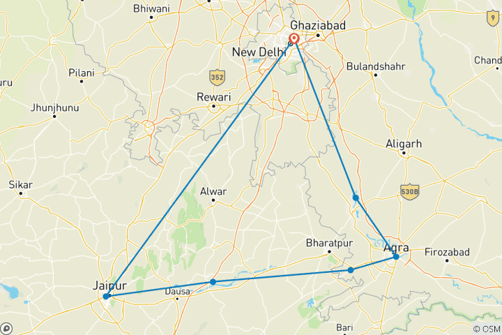 Carte du circuit Triangle d'Or et Vrindavan : Un circuit en groupe avec des séjours de qualité supérieure