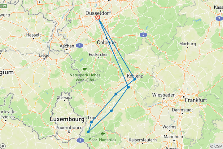 Carte du circuit Moselle romantique, MS CruceRio