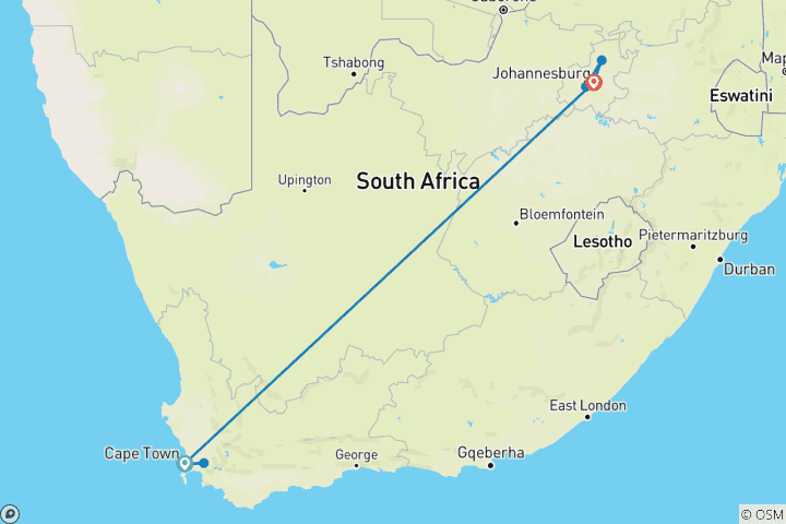 Map of Dark Tour of South Africa