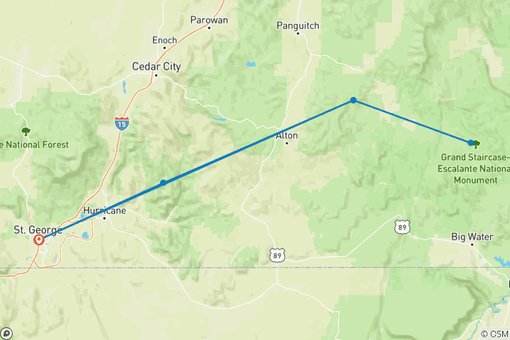 Mapa de Lo mejor de Utah circuito al campamento base