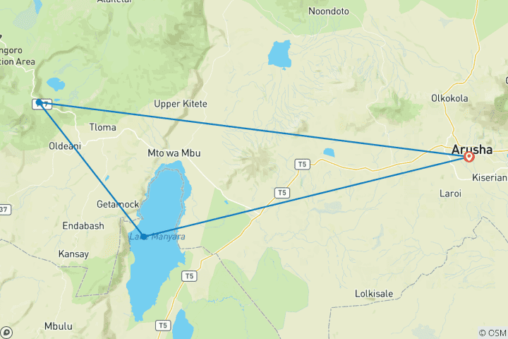 Map of Discover Our Top Of All Top Best 3 Days Flight from Zanzibar to Northern Serengeti (Kogatende Airstrip)