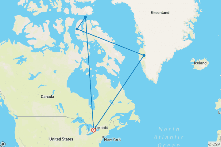 Karte von Das Beste der westlichen Arktis: Kanada und Grönland ab Toronto