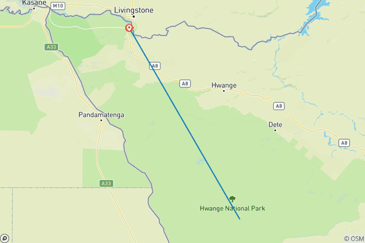 Map of HWANGE AND VICTORIA FALLS