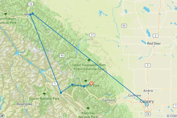 Map of Discover the Canadian Rockies: Jasper to Banff
