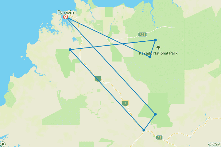 Map of 【Darwin】Darwin, Kakadu National Park, Katherine Gorge 6 Days Touring Package