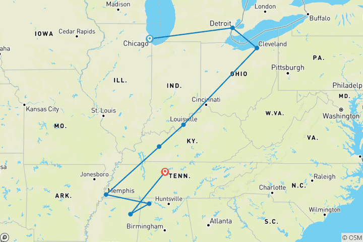 Carte du circuit De Music City à Windy City