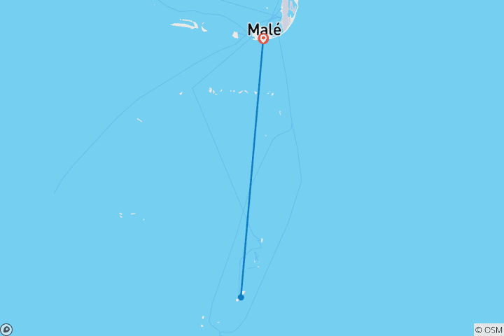 Map of 8 day Heavenly Maldives with 3 adventures