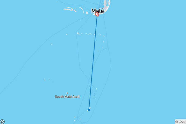 Map of 8 day Heavenly Maldives with adventures