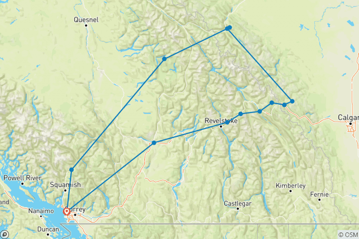 Map of Canadian Heartrock - 15 Days Adventure