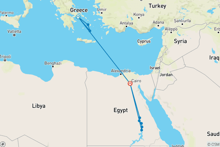 Carte du circuit Grèce et Égypte