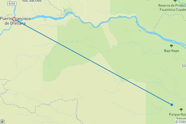 Map of 4 Days Yasuni Amazon Ecolodge