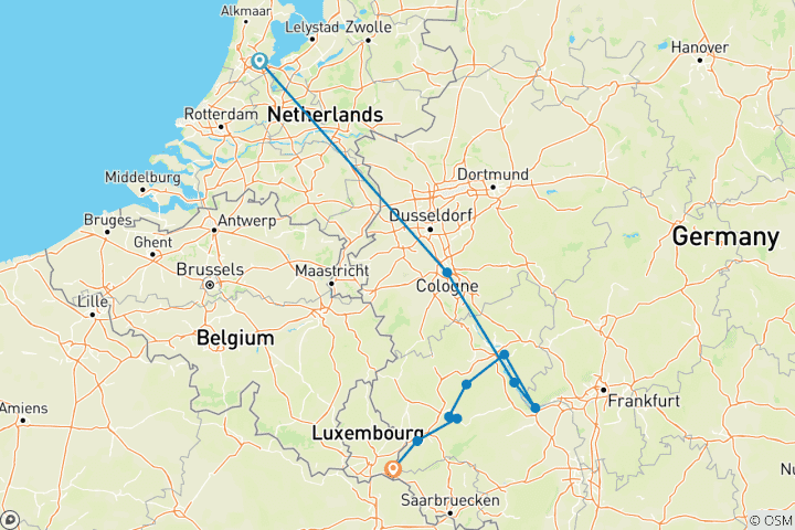 Carte du circuit Le Rhin et la Moselle : canaux, vignobles et châteaux 2026