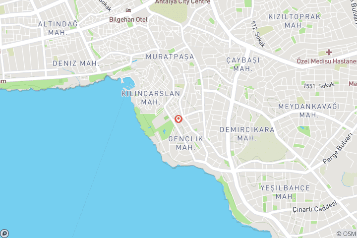 Mapa de Excursión diaria a la Ciudad Vieja y las Cascadas de Antalya Saliendo de Antalya