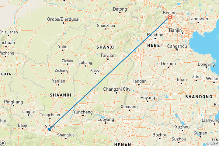 Carte du circuit Grande Muraille de Chine et guerriers, visite privée