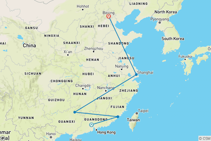 Carte du circuit China Explorer, visite privée