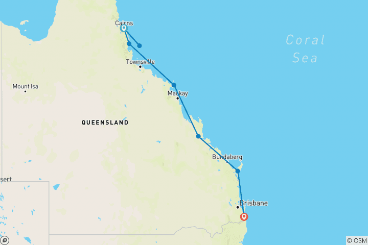 Carte du circuit Plages tropicales et récifs - 9 jours