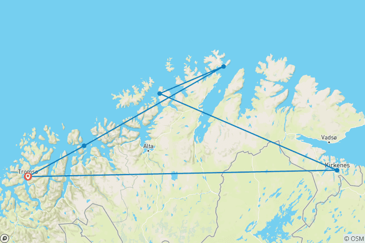 Carte du circuit Fjords de Norvège et aurores boréales