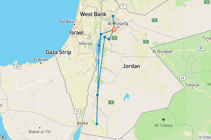 Carte du circuit La Jordanie à découvert