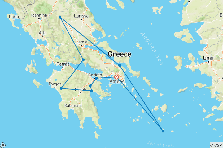 Mapa de La mejor experiencia de Grecia - 10 días