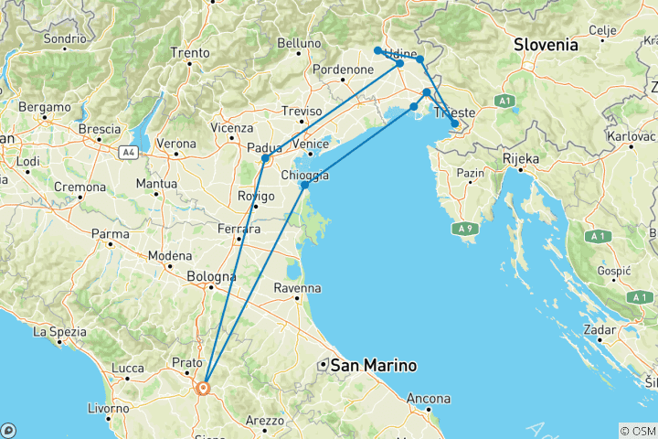 Mapa de Friuli-Venecia Julia: Experiencia privada para descubrir los vinos y sabores de una tierra única