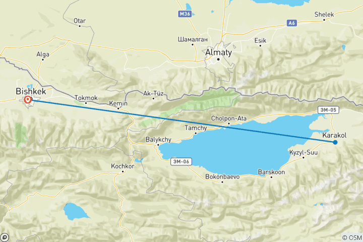 Map of Trek the wild Tian Shan Mountains of Kyrgyzstan