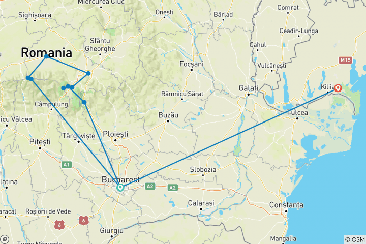 Map of Romania's Wild Carpathian Peaks