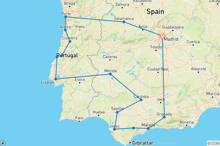 Mapa de Lo mejor de España y Portugal - Grupo reducido