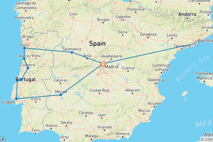 Map of Best of Spain and Portugal (Small Group Tour)
