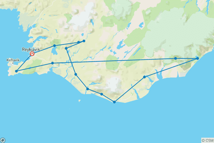 Carte du circuit Circuit guidé de 6 jours - Puissances cachées et aurores boréales - Départ spécial Noël