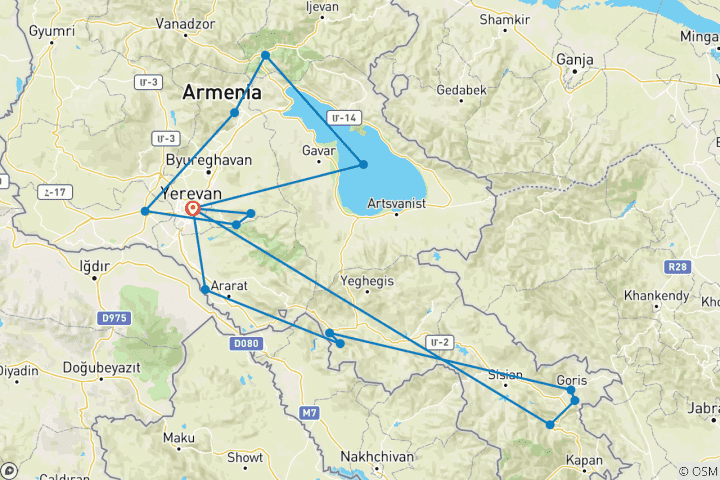 Kaart van Het beste van Armenië – een privé-rondreis – 8 dagen