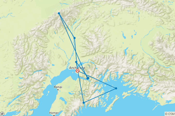 Karte von Alaskas Juwelen - Kleine Gruppen (7 Tage)