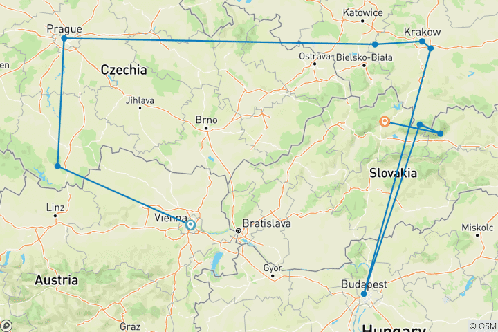 Map of The Bohemian (Classic, End Budapest)