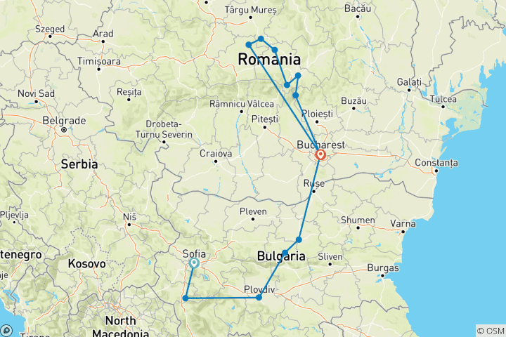 Kaart van Oost-Europese lekkernijen – de betoverende Balkan & Transsylvanië – gegarandeerde vertrektijden