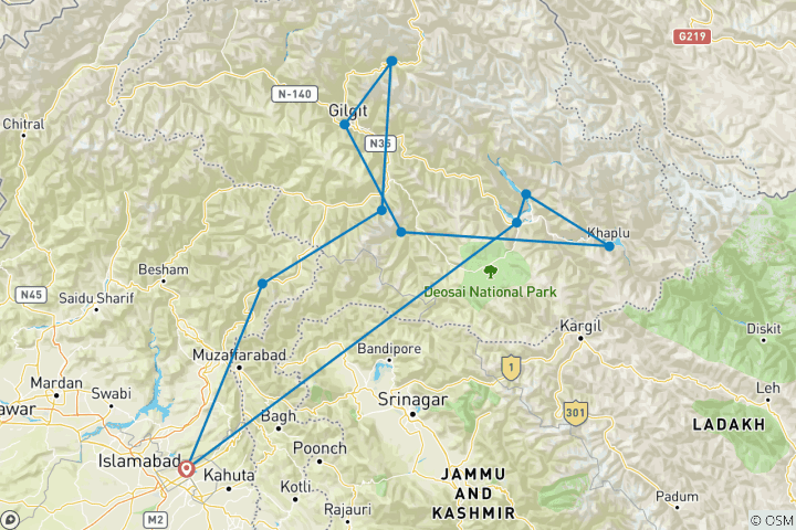 Map of Pakistan's Karakoram Highway