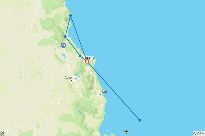 Carte du circuit Tropical Cairns et la Grande Barrière de Corail - 6 jours