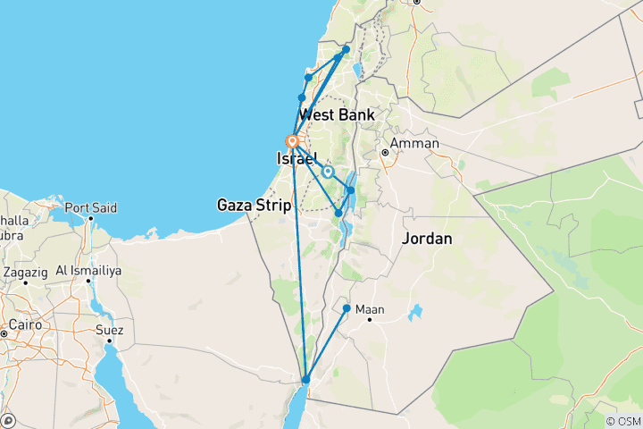 Karte von Biblisches Israel und Jordanien - Single, 4* Hotel (7 Tage)